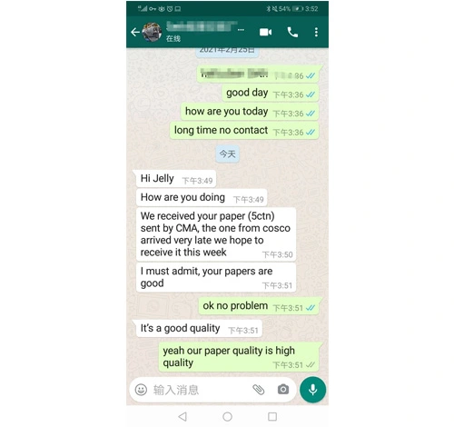 Kongo müşterileri kaplamalı kağıtlarımızın kaliteli olduğunu düşünüyor